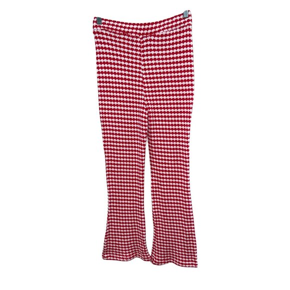 Zara Red & White Knit Flared Sweater Holiday Pants Size M - Picture 8 of 9